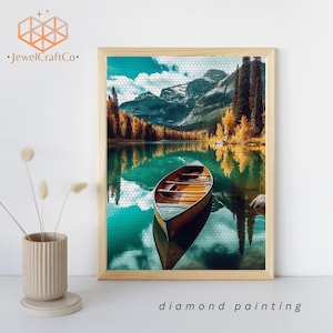 Boat On The Lake Diamond Painting Kit 40x50cm, 3d Painting, Gem Art Kits For Adults And Kids, Diy Rhinestones Kit, Diamond Art Canvas