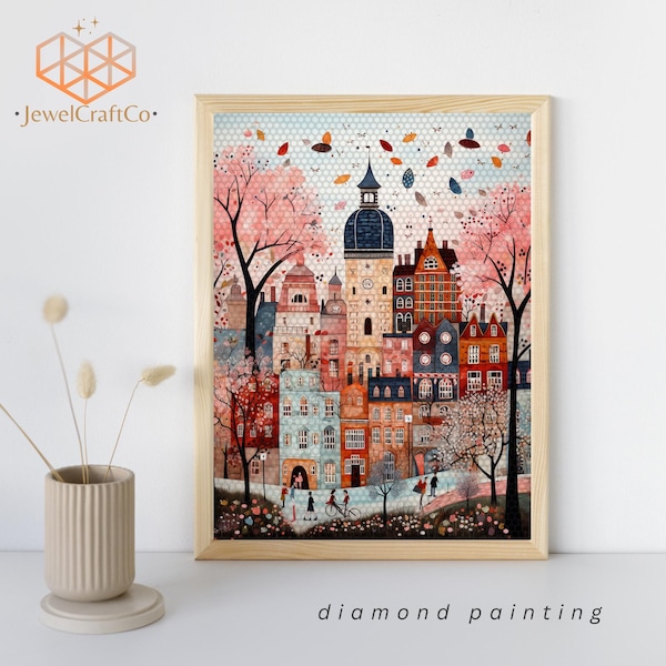 Kit de pintura diamante Naive London Cityscape 40x50cm, pintura Boho 3D, kits de arte com pedras preciosas para adultos e crianças, kit de strass faça você mesmo, arte de parede