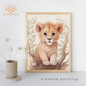 Cute Lion Diamond Painting Kit 40x50cm, Animal 3d Painting, Gem Art Kits For Adults And Kids, Diy Rhinestones Kit, Nursery Wall Decoration