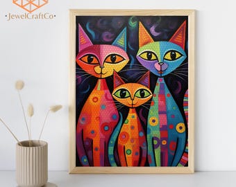 Bimkole 5d Diamond Painting Kit Completo Fai da Te Cat, Pittura Di Arte