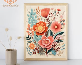 Wildflowers Art Diamond Painting Kit 40x50cm, 3D Floral Painting, Gem Art Kits For Adults And Kids, Diy Rhinestones Kit, Home Wall Decor