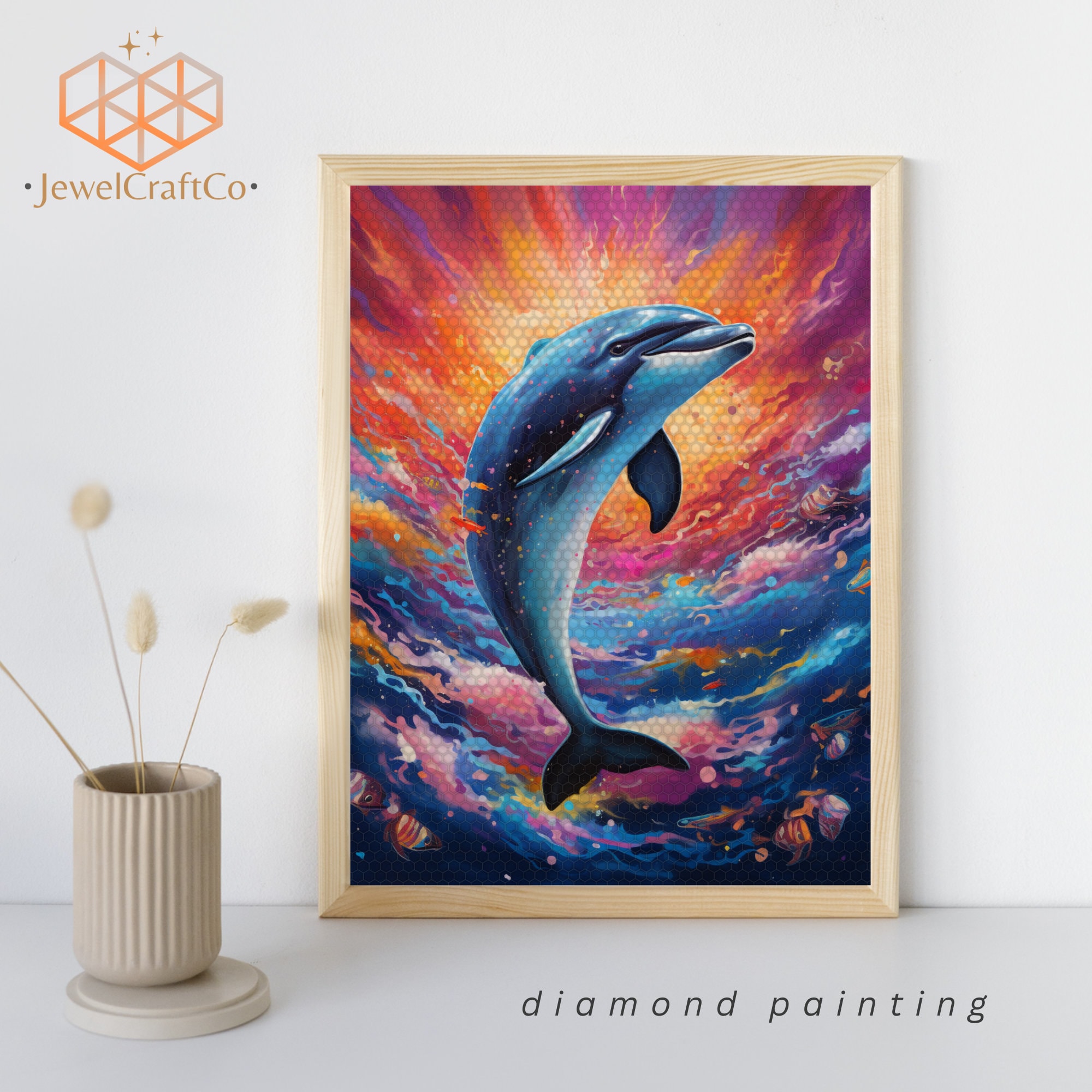 Colorful Dolphin Diamond Painting Kit 40x50cm, Animal 3d Painting