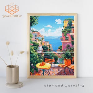 Italian Riviera Landscape, Diamond Painting Kit 40x50cm, 3d Painting, Gem Art Kits For Adults And Kids, Diy Rhinestones Paint By Number Kit