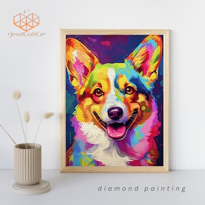 Corgis Hund Diamant Malerei Kit 40x50cm, Gem Art Kits für Erwachsene und Kinder, Strass Bilder Malen Nach Zahlen Kit, Hauswanddekor