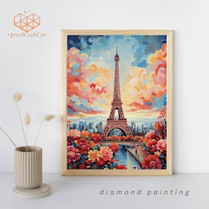 Eiffel Tower Diamond Painting Kit 40x50cm, Gem Art Kits For Adults And Kids, Diy Rhinestones Paint By Number Kit, Home Wall Decor