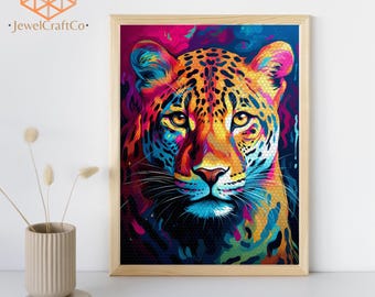 Colorful Tiger Diamond Painting Kit 40x50cm, Gem Art Kits For Adults And Kids, Diy Rhinestones Paint By Number Kit, Home Wall Decor