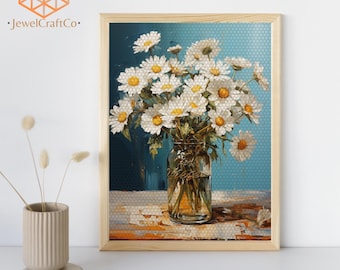 Daisies Art Diamond Painting Kit 40x50cm, 3D Floral Painting, Gem Art Kits For Adults And Kids, Diy Rhinestones Kit, Home Wall Decor