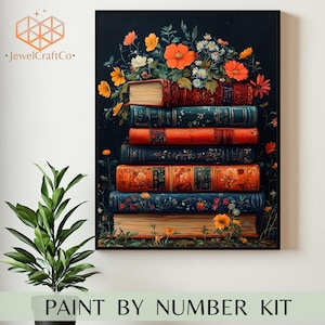Paint By Number Kit, Books And Flowers, Painting Kits For Adults And Kids, Wall Art