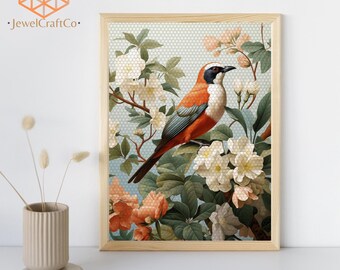 Diamantmålningsset med fågel 40 x 50 cm, 3D-målning av djur, ädelstenskonstkit för vuxna och barn, gör-det-själv-kit med strass, väggdekoration för hemmet, present