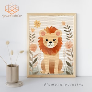 Cute Lion Diamond Painting Kit 40x50cm, Animal 3d Painting, Gem Art Kits For Adults And Kids, Diy Rhinestones Kit, Nursery Wall Decoration