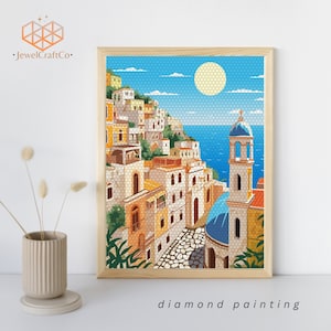 Amalfi View Diamond Painting Kit 40x50cm, Landscape 3d Painting, Gem Art Kits For Adults And Kids, Diy Rhinestones Paint By Number Kit