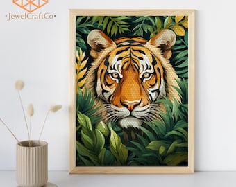 Wild Tiger Diamond Painting Kit 40x50cm, Gem Art Kits For Adults And Kids, Diy Rhinestones Paint By Number Kit, Home Wall Decor Painting