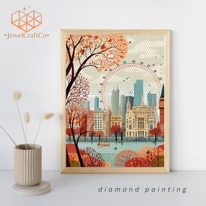 London Eye Diamond Painting Kit 40x50cm, Gem Art Kits For Adults And Kids, Diy Rhinestones Paint By Number Kit, Home Wall Decor