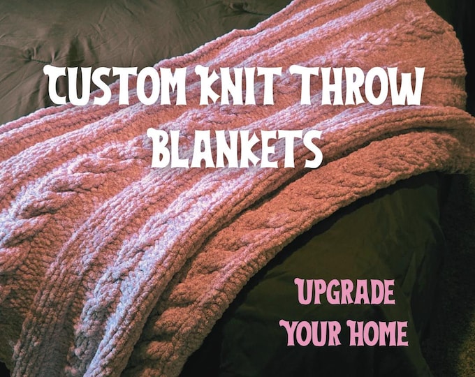Featured listing image: Cozy Knit Throw Blanket - Custom Pattern and Color