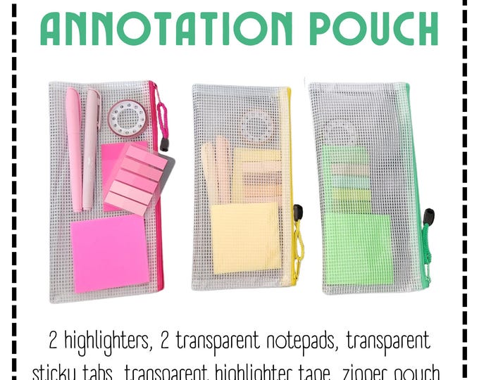 Featured listing image: Reading Annotation Pouch | Choose Your Color | For Reading, Research, and Bible Study