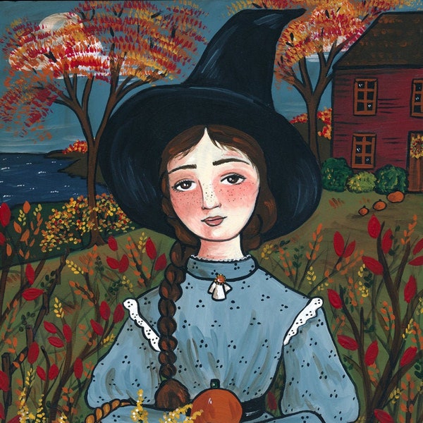 PRINT Phoebe's Harvest 8x10 halloween witch art