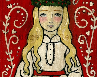 PRINT St. Lucia  8x10 swedish Christmas God Jul