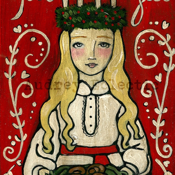 PRINT St. Lucia  8x10 swedish Christmas God Jul