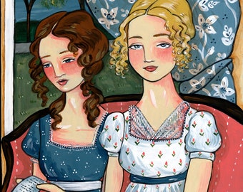 PRINT Emma and Harriet 8x10 folk art