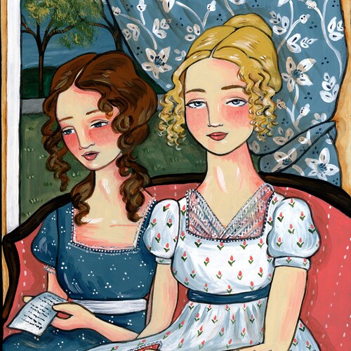 PRINT Emma and Harriet 8x10 folk art