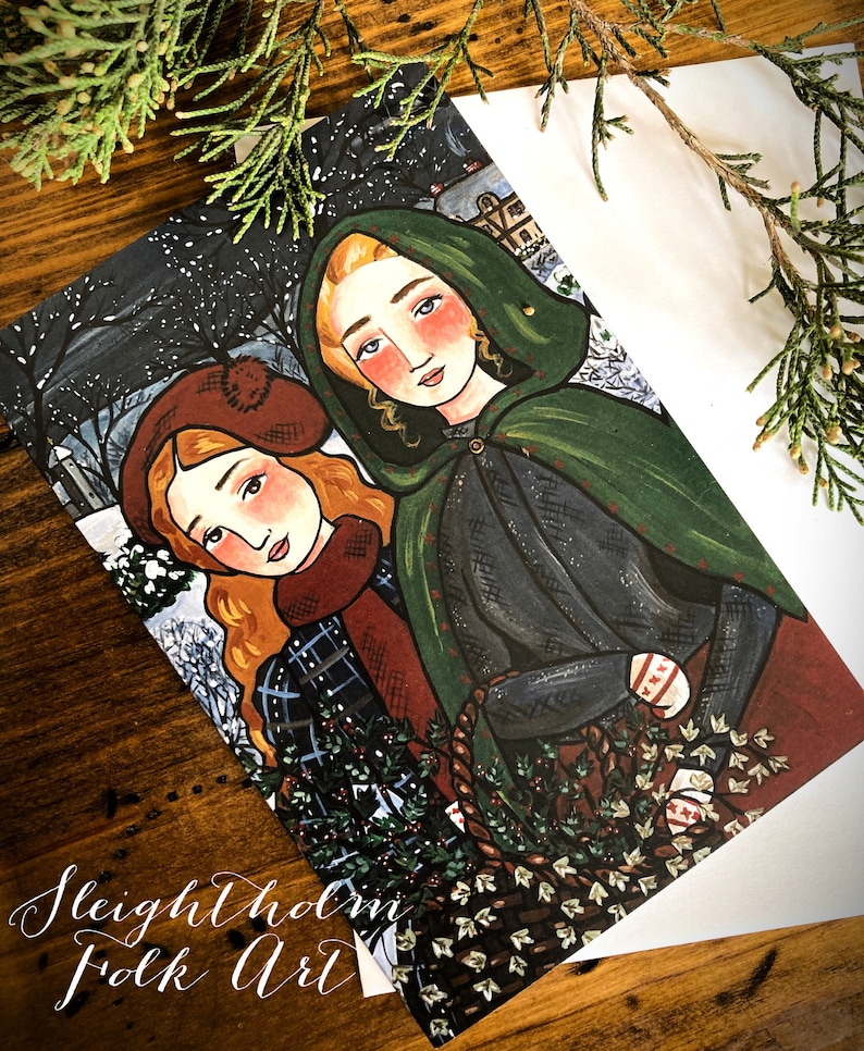 NOTECARD Holly and Ivy 4x6 blank card with envelope image 1