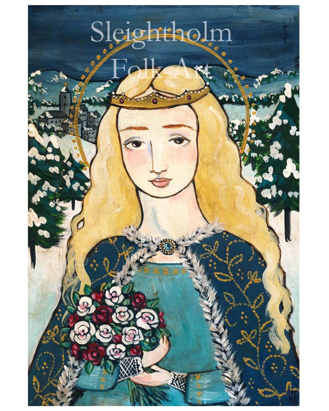 PRINT Saint Elizabeth of Hungary 8x10 Folk Art - Etsy