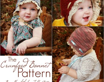 PDF PATTERN: The Cranford Bonnet childs knit hat