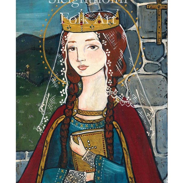 PRINT St Margaret of Scotland 8x10 folk art