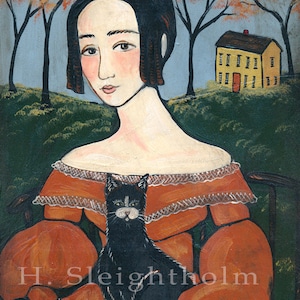 PRINT 8x10 Sally and Cinder Halloween Folk Art