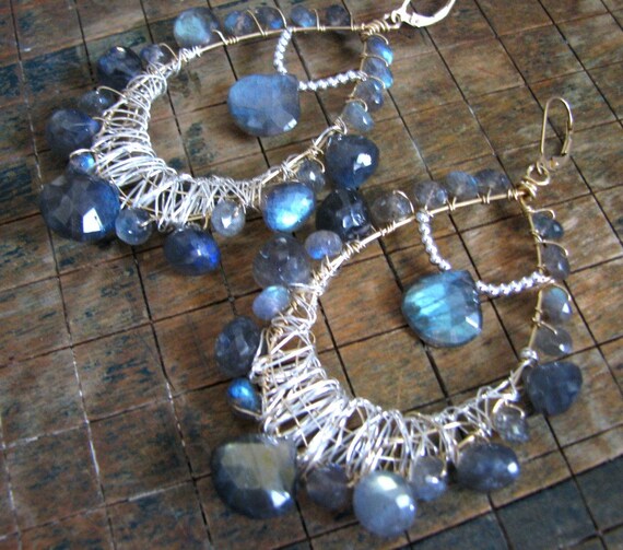 •ELLIPSE• labradorite + gold earrings