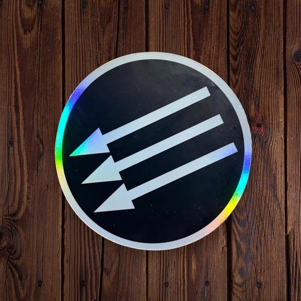 Antifa Three Arrows Sticker - Historical Antifascist Symbol - 8cm Laminated Holographic Vinyl - Antifa Sticker