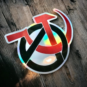 Autocollant holographique logo anarcho-communiste, anarchie et communisme, anarcho-communist sticker