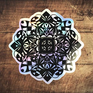 Autocollant holographique mandala floral