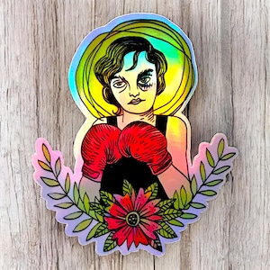Pegatina holográfica de boxeador