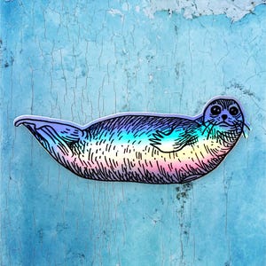 Autocollant holographique Otarie, sea lion