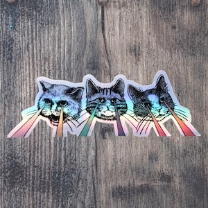 Autocollant holographique chats laser - laser cats