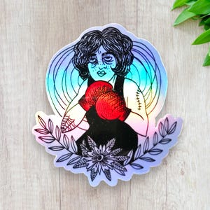 Autocollant holographique de boxeuse