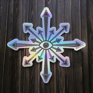 Autocollant holographique croix du chaos