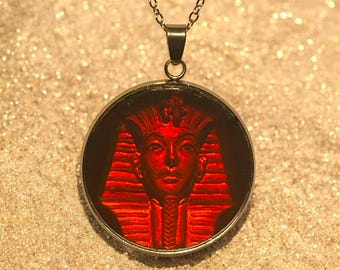 30 mm/1,18 Zoll 3D Pharao Hologramm Anhänger, Echtes 90er Vintage Hologramm, Laser Holografie, Ägypten, 3D Bild