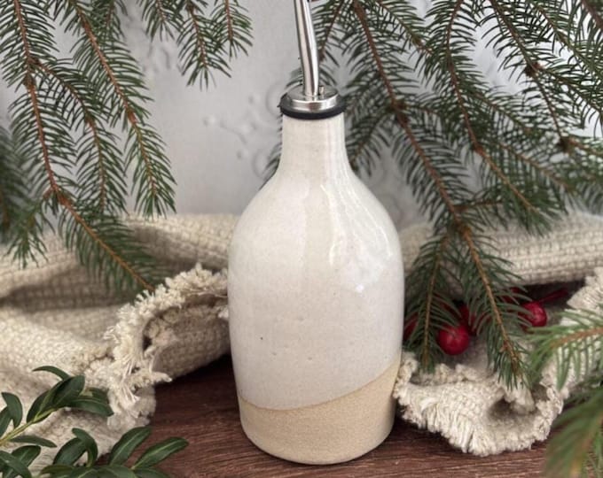 Frost Olive Oil Dispenser, Handmade Pottery