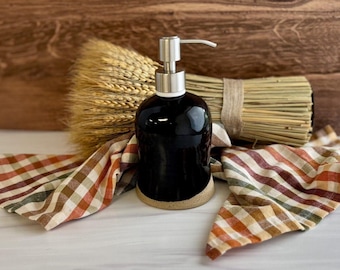 Raven Black Liquid Soap Dispenser // Lotion Dispenser, Handmade Pottery