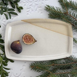 Handmade Ceramic Frost White Cheese Appetizer Plate, Serving Platter