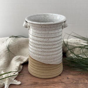 Saltstone Wine Bottle Holder / Utensil  Holder, Handmade Pottery