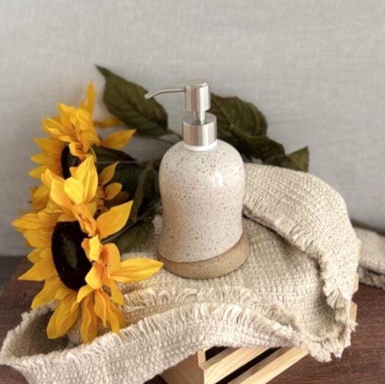 SaltStone Liquid Soap Dispenser // Lotion Dispenser, Handmade Pottery Nickel