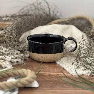 Raven Black Chowder Mug, Handmade Pottery