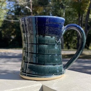 Chesapeake Blue Large Spiral 16 oz Mug, Handmade Pottery