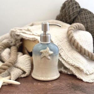 Starfish Liquid Soap Dispenser // Lotion Dispenser, Handmade Pottery