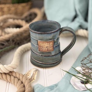 Bay Blue Maryland Flag 20 oz Mug, Handmade Pottery