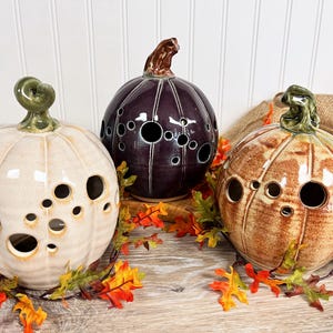 Mystery Pumpkin Luminary One of a Kind, Handmade Pottery