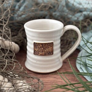Frost White Maryland Flag 14 oz Mug, Handmade Pottery
